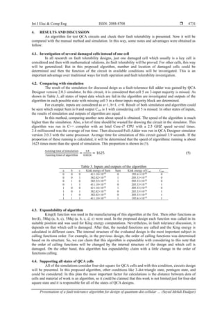 Presentation of a fault tolerance algorithm for design of quantum-dot ...