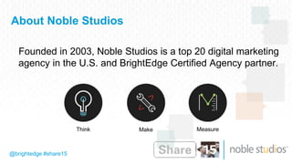 @brightedge #share15
About Noble Studios
Founded in 2003, Noble Studios is a top 20 digital marketing
agency in the U.S. and BrightEdge Certified Agency partner.
Think Make Measure
 