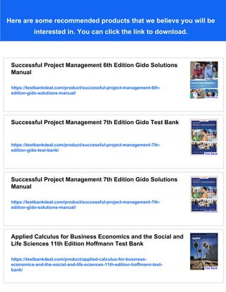 Successful Project Management 6th Edition Gido Test Bank | PDF