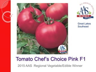 Tomato Chef’s Choice Pink F1
Great Lakes
Southeast
2015 AAS Regional Vegetable/Edible Winner
 