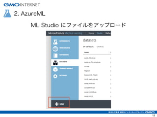 2. AzureML
ML Studio にファイルをアップロード
15
 