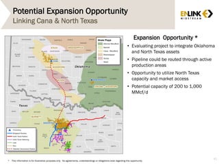Potential Expansion Opportunity
Linking Cana & North Texas
Expansion Opportunity *
• Evaluating project to integrate Oklahoma
and North Texas assets
• Pipeline could be routed through active
production areas
• Opportunity to utilize North Texas
capacity and market access
• Potential capacity of 200 to 1,000
MMcf/d
41
* This information is for illustrative purposes only. No agreements, understandings or obligations exist regarding this opportunity.
 