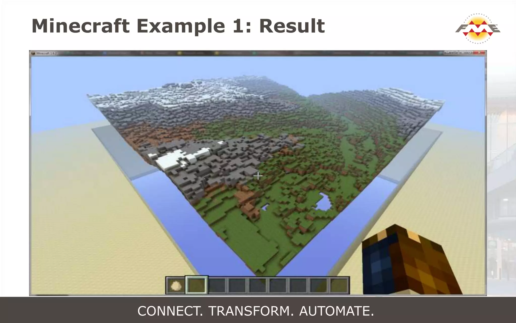 Minecraft Example 1: Result
CONNECT. TRANSFORM. AUTOMATE.
 