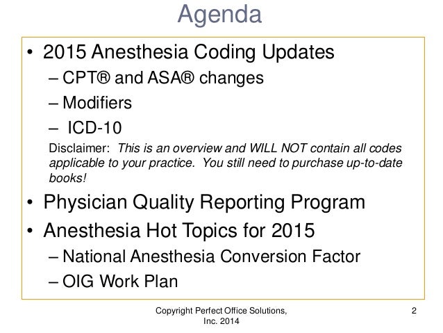 2015 Anesthesia Coding Updates
