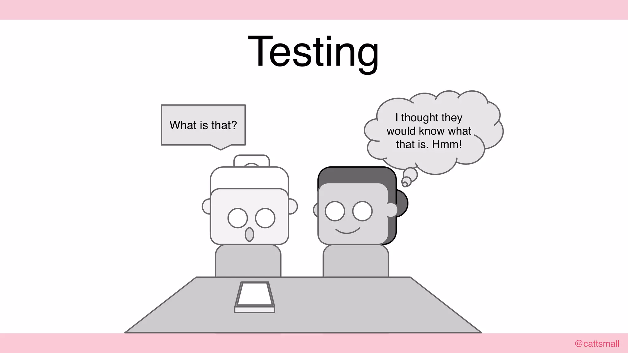 @cattsmall@cattsmall
Testing
What is that?
I thought they
would know what
that is. Hmm!
 