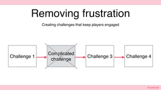 @cattsmall@cattsmall
Removing frustration
Creating challenges that keep players engaged
Challenge 1
Complicated
challenge
...