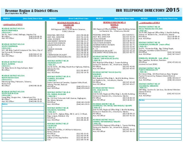 2015 BIR Tax Calendar