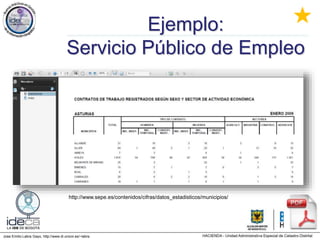 Jose Emilio Labra Gayo, http://www.di.uniovi.es/~labra
Ejemplo:
Servicio Público de Empleo
http://www.sepe.es/contenidos/cifras/datos_estadisticos/municipios/
★
 