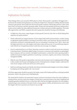 Winning over shoppers in China’s “new normal” | Bain & Company, Inc. | Kantar Worldpanel
Page 23
Implications for brands
T...