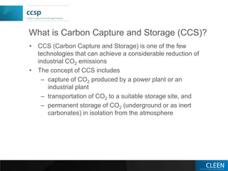 Carbon Capture and Storage (CCSP) research program overview | PDF
