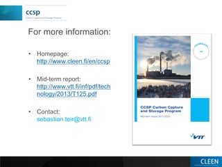 Carbon Capture and Storage (CCSP) research program overview | PDF