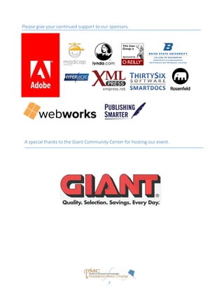 Created by Jessie Mallory
A special thanks to the Giant Community Center for hosting our event.
Please give your continued support to our sponsors.
7
 