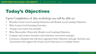 Module Objective Elearning Design Effective Course Design: Outcomes, Objectives, and Assessment ...