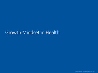 Copyright © Mindset Works, Inc.
Growth Mindset in Health
 