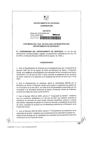 2015 decreto certificación antioquia