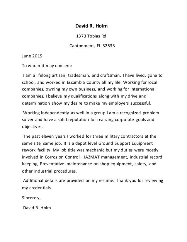 job cover letter to whom it may concern