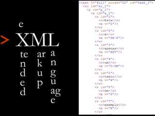 XML - Código-base do eDictor Web
<t pos="66" value="COMPOSTA"/>
<t pos="67" value="PELO" />
<t pos="68" value="DOUTOR"/>
<...
