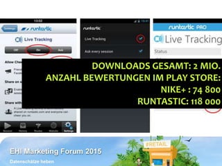 ICH
JOURNALIST
ÖKONOM
SCHWABE
KRITISCHER TECHNIKFREAK
UNABHÄNGIGER BERATER MARKETINGNINJA
DOWNLOADS GESAMT: 2 MIO.
ANZAHL BEWERTUNGEN IM PLAY STORE:
NIKE+ : 74 800
RUNTASTIC: 118 000
 