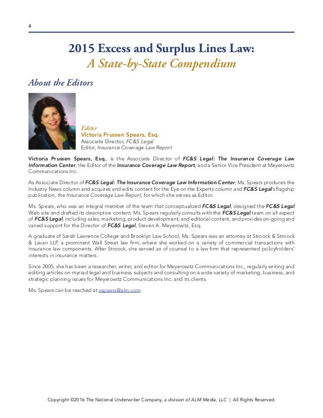 Excess and Surplus Lines Law A 3State Sample of a