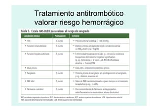 Tratamiento antitrombótico
valorar riesgo hemorrágico
 