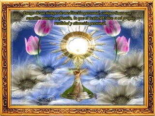 Luego de un tiempo de meditación personal, compartimos con
sencillez nuestra reflexión, lo que el texto ME dice a mi propia
realidad y situación personal.
 