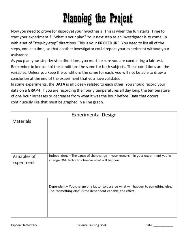 Log Book for Science Fair