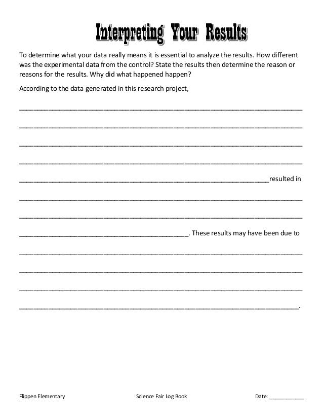 Log Book for Science Fair