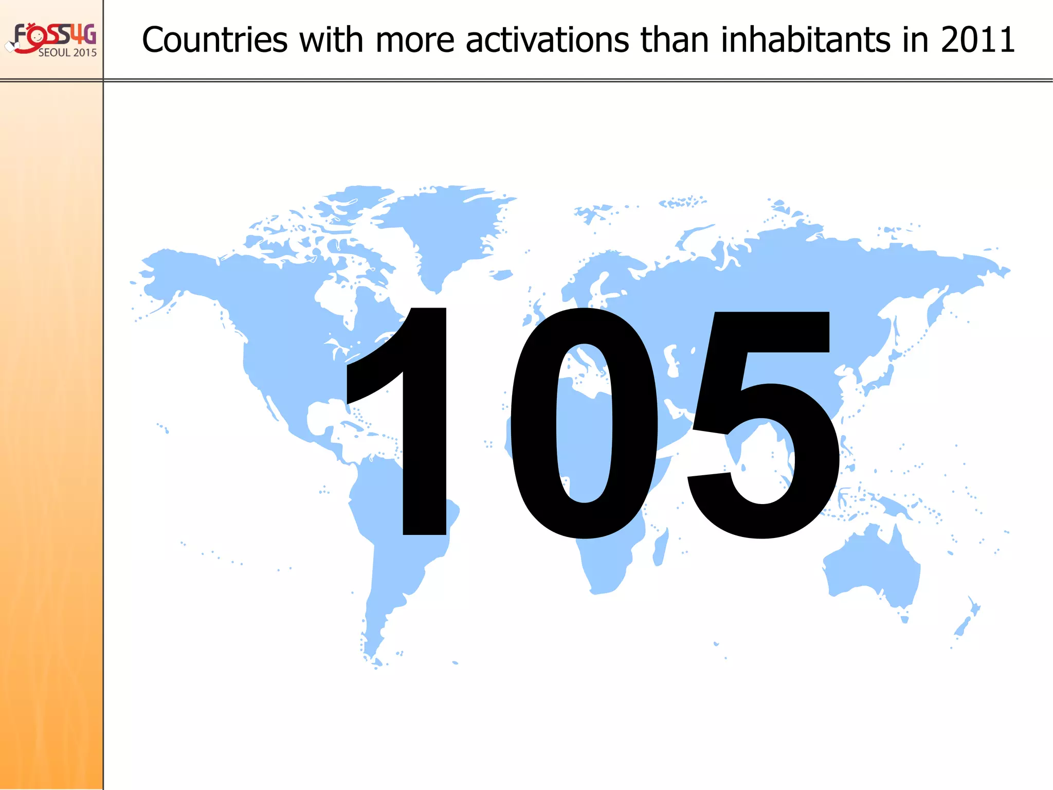 Countries with more activations than inhabitants in 2011	
105	
 