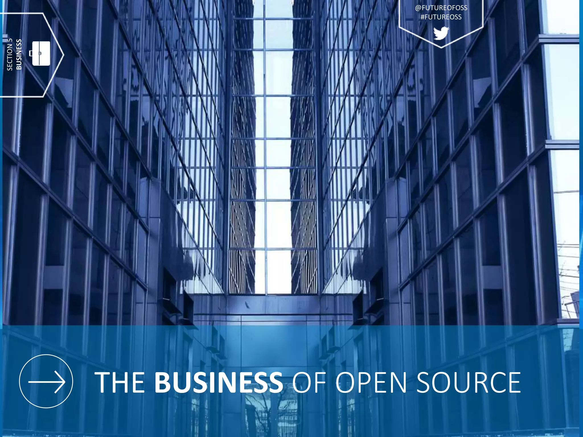 THE BUSINESS OF OPEN SOURCE
SECTION5
BUSINESS
@FUTUREOFOSS
#FUTUREOSS
 