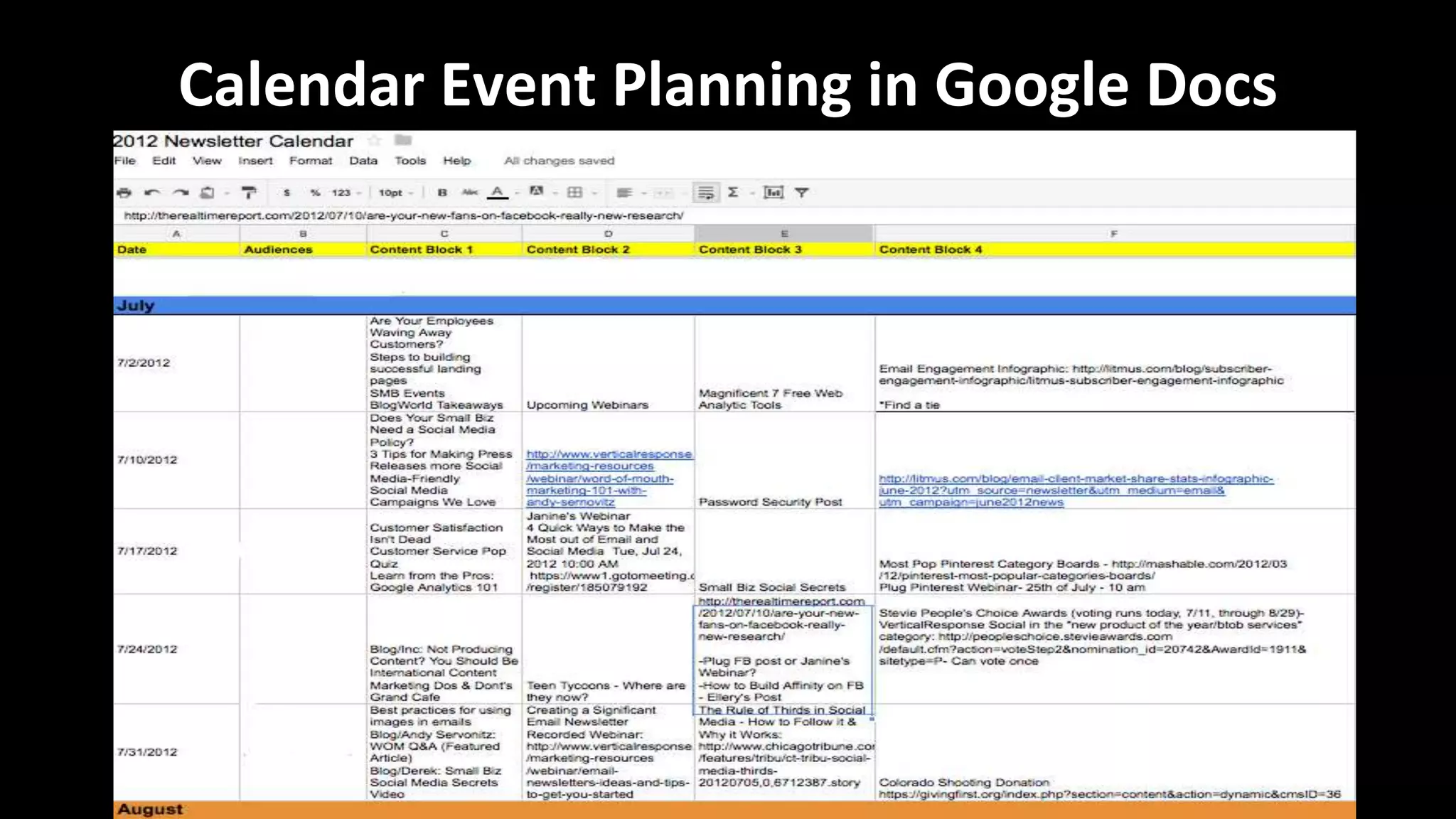 Calendar Event Planning in Google Docs
27
 
