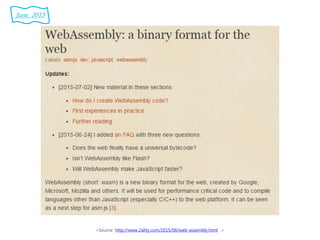 <Source: http://www.2ality.com/2015/06/web-assembly.html >
June. 2015
 