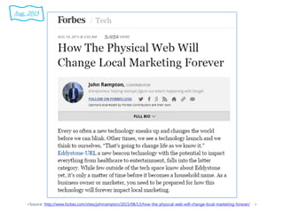 <Source: http://www.forbes.com/sites/johnrampton/2015/08/13/how-the-physical-web-will-change-local-marketing-forever/ >
Aug. 2015
 