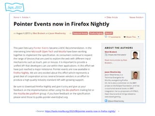 <Source: https://hacks.mozilla.org/2015/08/pointer-events-now-in-firefox-nightly/ >
Sept. 2015
 