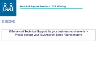 Technical Support Services – ETS Offering
If Enhanced Technical Support fits your business requirements -
Please contact your IBM Account Sales Representative
 
