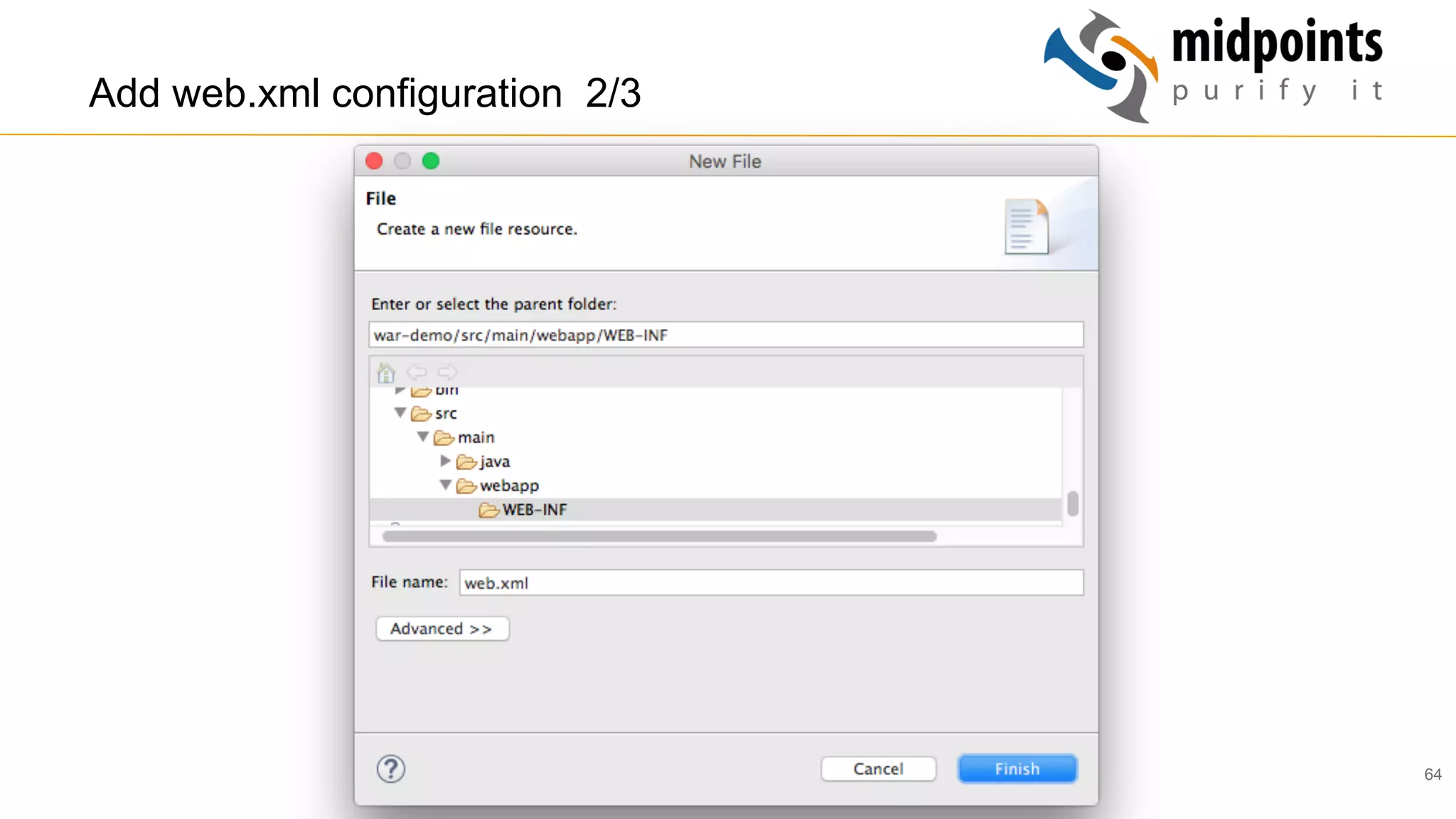 64
Add web.xml configuration 2/3
 