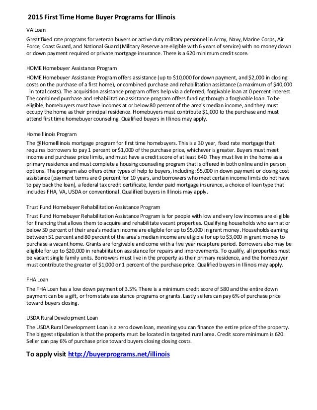 2015 illinois first time home buyer programs
