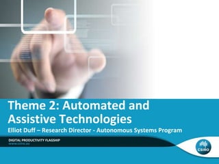 Elliot Duff – Research Director - Autonomous Systems Program
DIGITAL PRODUCTIVITY FLAGSHIP
Theme 2: Automated and
Assistive Technologies
 