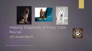 Helping Shepherds of Every Color
Rescue
2015 Impact Report
 