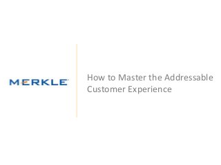 © 2015 Merkle. All Rights Reserved. Confidential1
How to Master the Addressable
Customer Experience
 