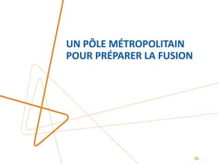 UN PÔLE MÉTROPOLITAIN
POUR PRÉPARER LA FUSION
25
 