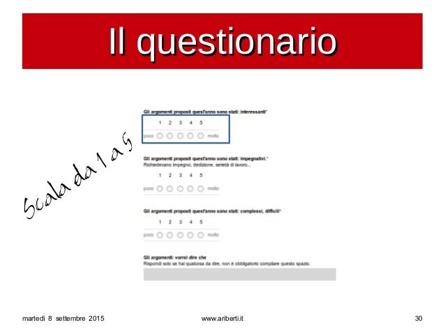 Scala Da 1 A 5 Questionario 2015 irc presentazione questionario valutazione