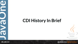JavaOne
@dblevins @tomitribe#EJBCDI
CDI History In Brief
 