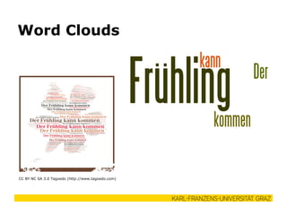 CC BY NC SA 3.0 Tagxedo (http://www.tagxedo.com)
Word Clouds
 