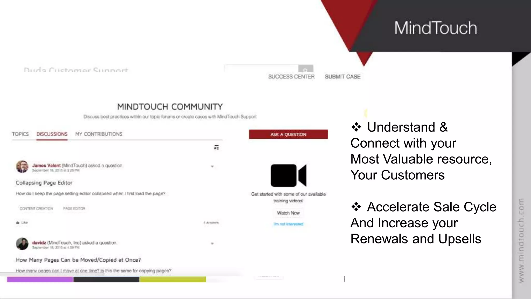  Understand &
Connect with your
Most Valuable resource,
Your Customers
 Accelerate Sale Cycle
And Increase your
Renewals and Upsells
 