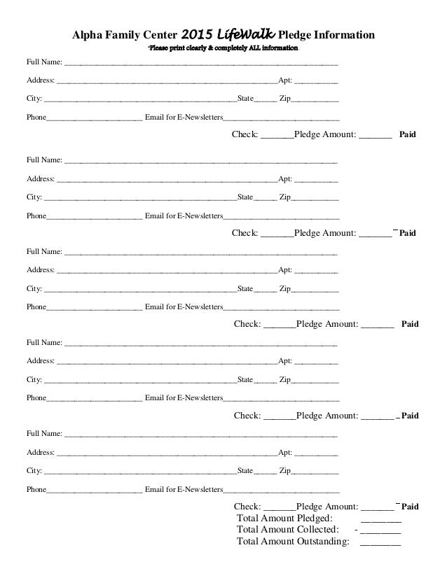 2015 lifewalk pledge form 1 pdf pledge form template pdf