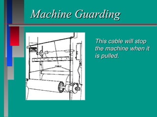 Machine GuardingMachine Guarding
This cable will stopThis cable will stop
the machine when itthe machine when it
is pulled.is pulled.
 
