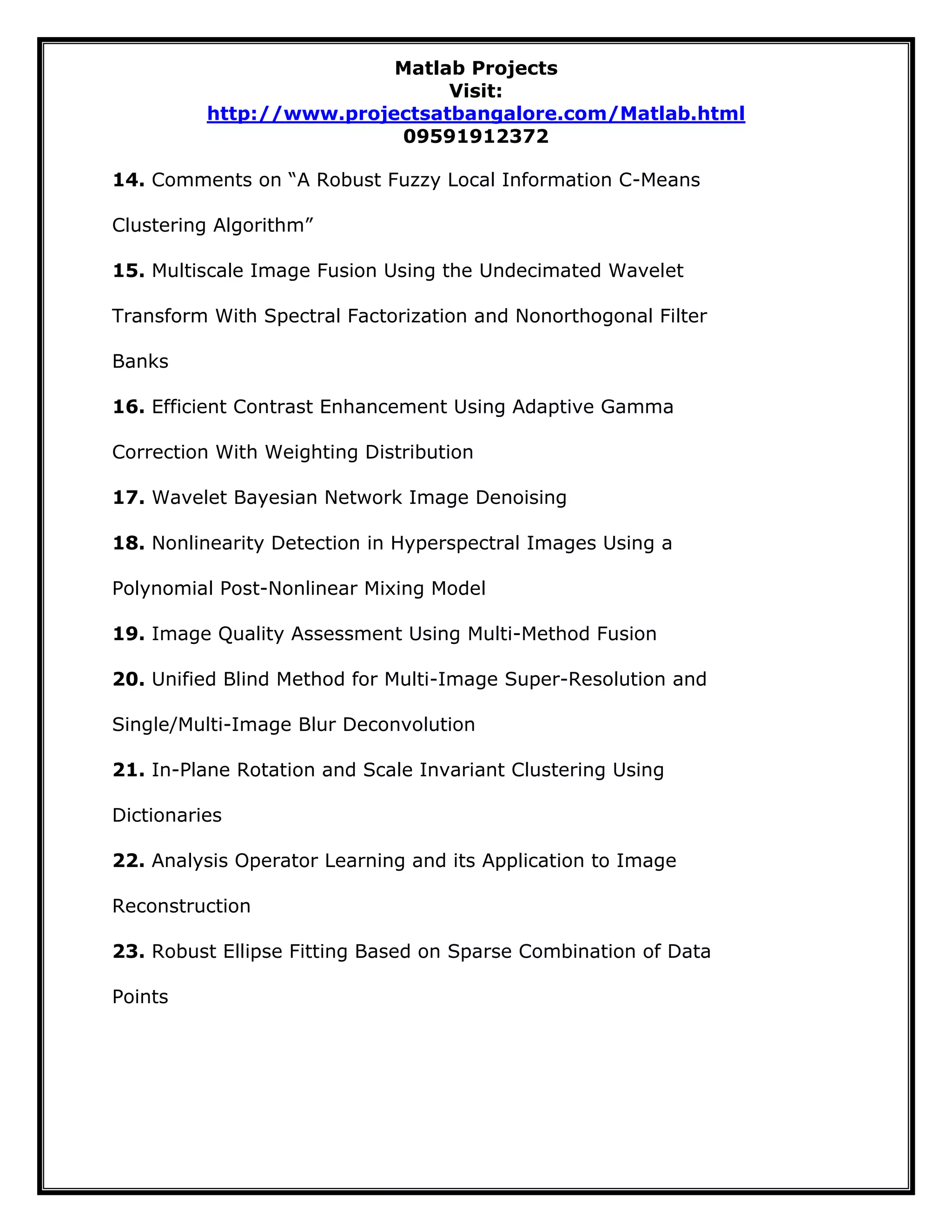 2015 matlab projects | PDF