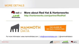 More about Red Hat & Hortonworks
http://hortonworks.com/partner/RedHat/
For more information: www.mammothdata.com | info@mammothdata.com | @mammathdataco
MORE DETAILS
 