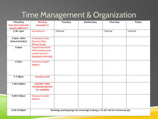 Time Management & Organization
 