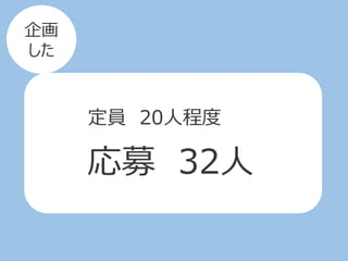 定員 20人程度
応募 32人
企画
した
 